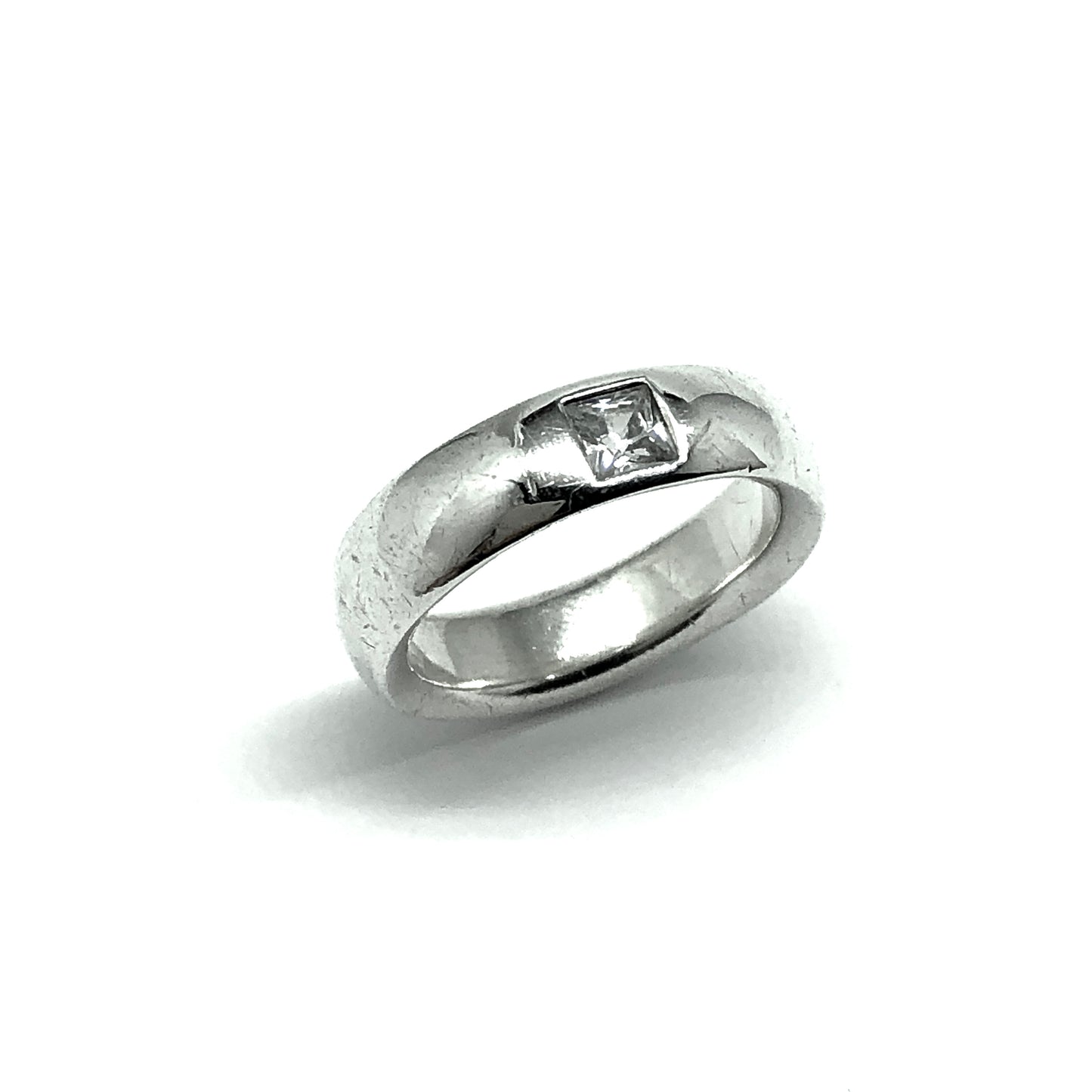 Stacking Ring | Square Princess Cz Stone Sterling Silver Ring sz8 | Silver Band