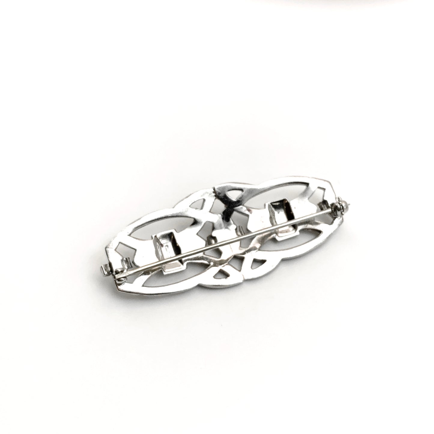 Vintage Sterling Silver Marcasite Stone Brooch