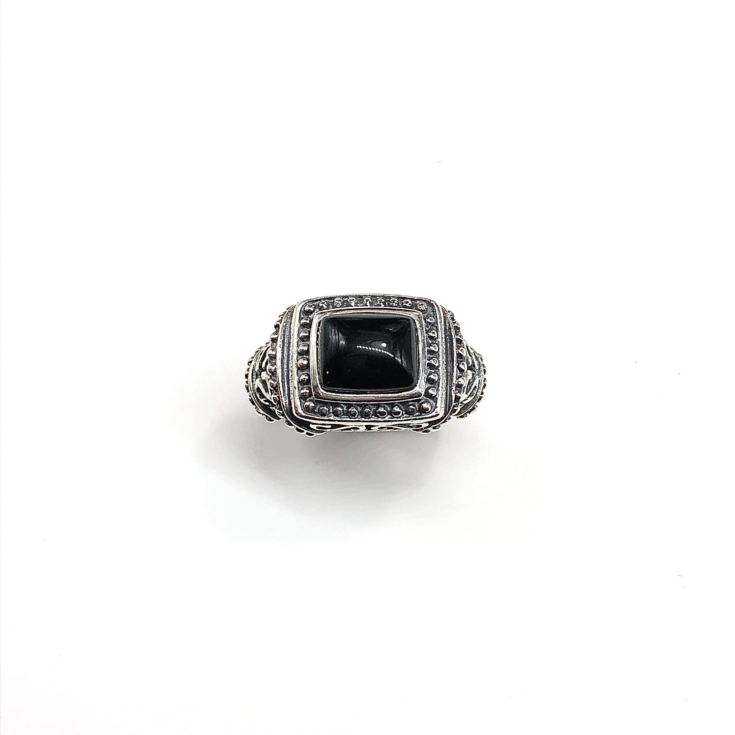 Sterling Silver Black Stone Ring Sz10