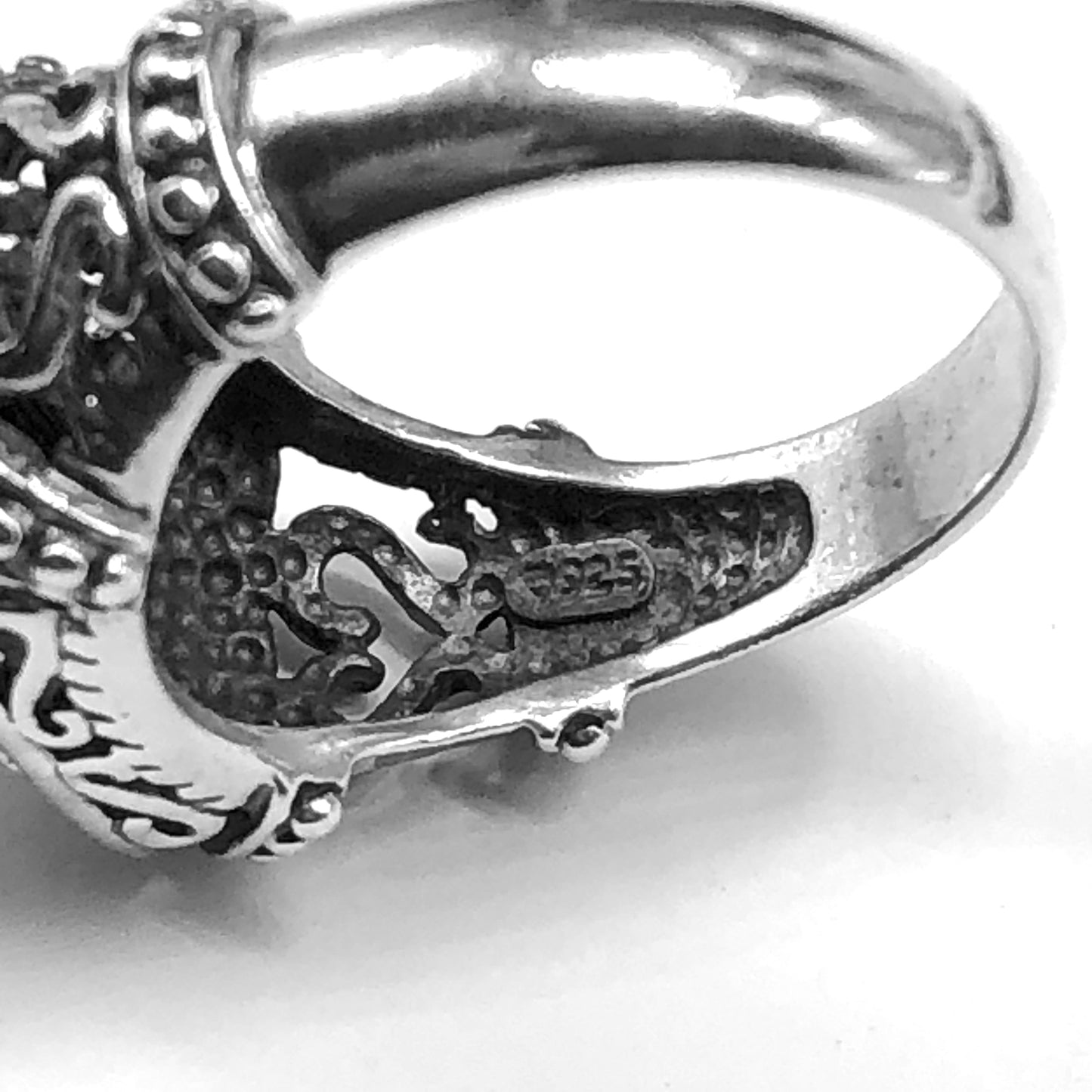 Sterling Silver Black Stone Ring Sz10