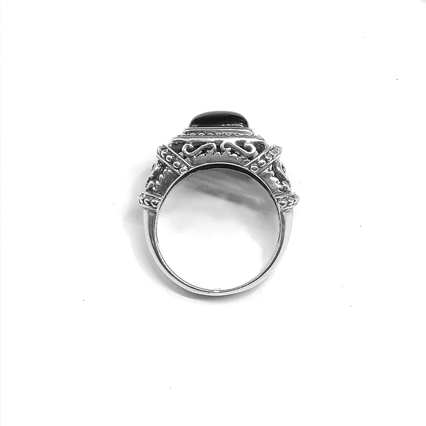 Sterling Silver Black Stone Ring Sz10