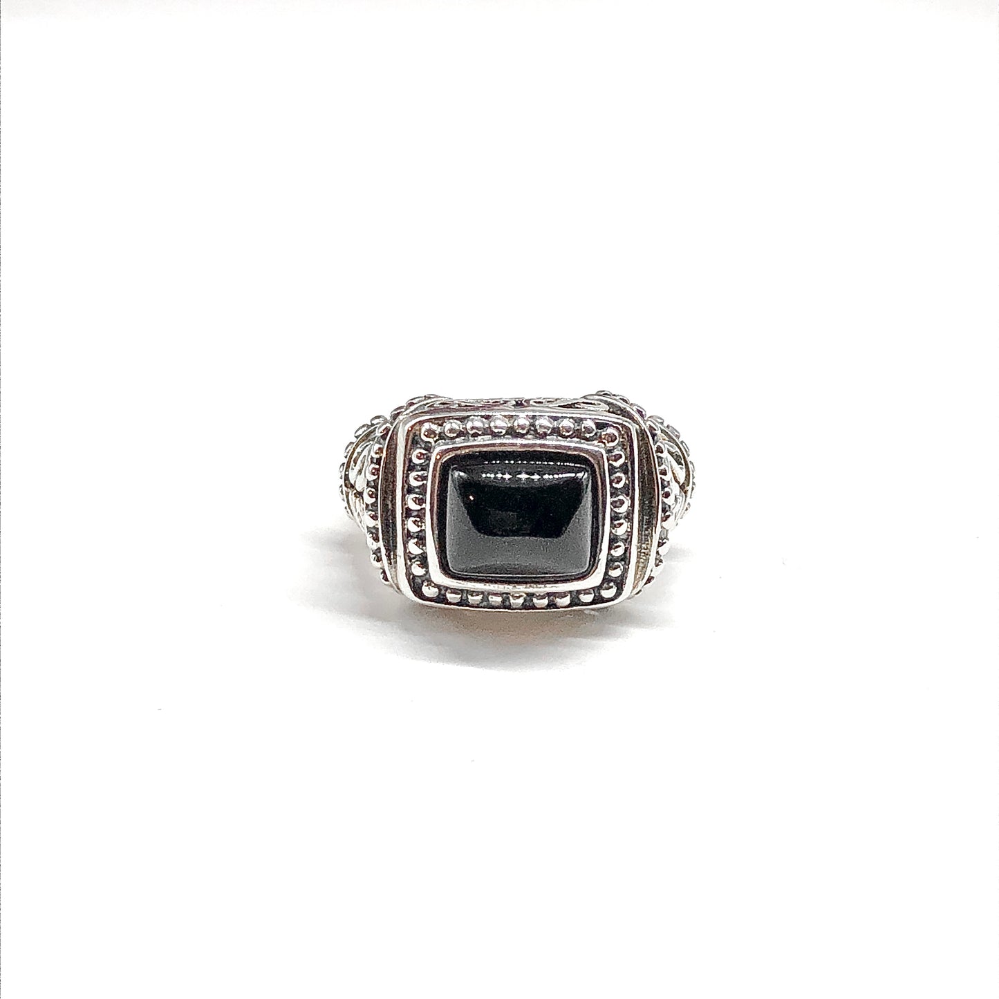 Sterling Silver Black Stone Statement Ring Sz7