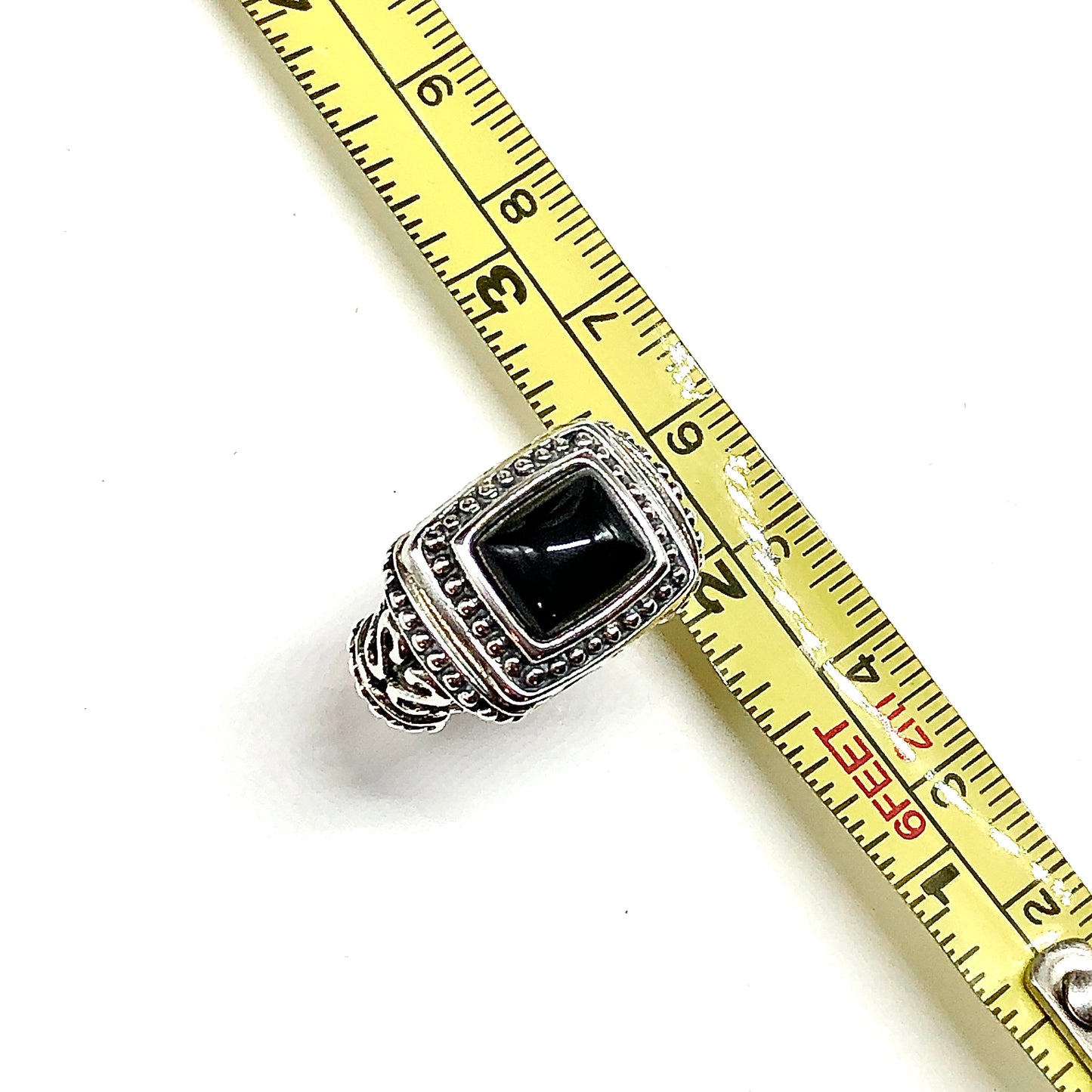 Sterling Silver Black Stone Ring | sz7, Bold Style, Chunky Design 925 Silver Ring for Sale