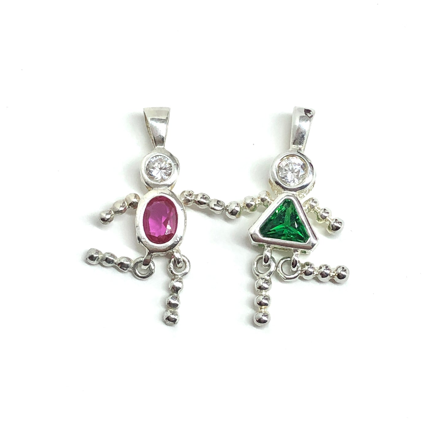 Emerald Green Cz Sterling Silver May Birthstone Girl Pendant