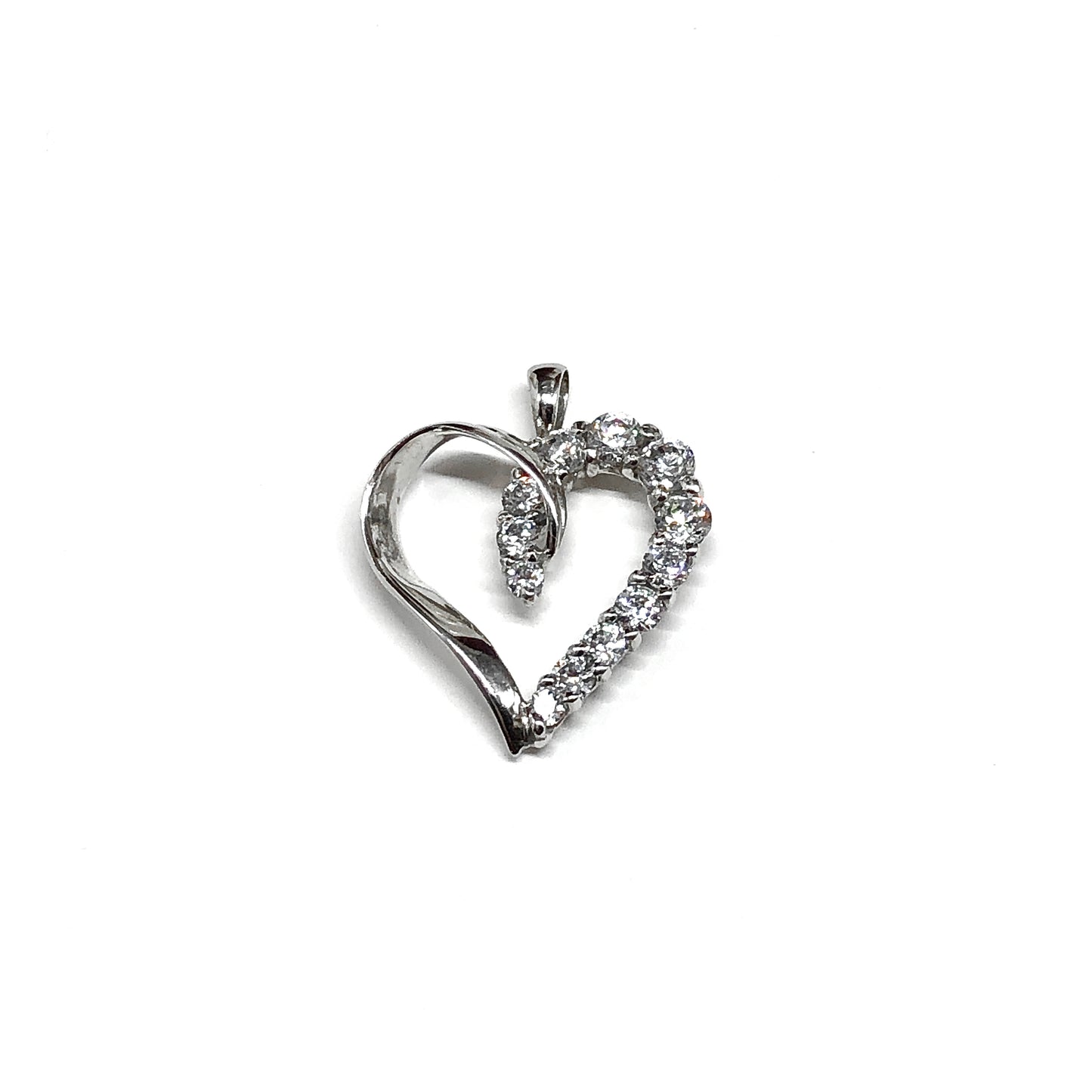 10k White Gold Open Heart Pendant