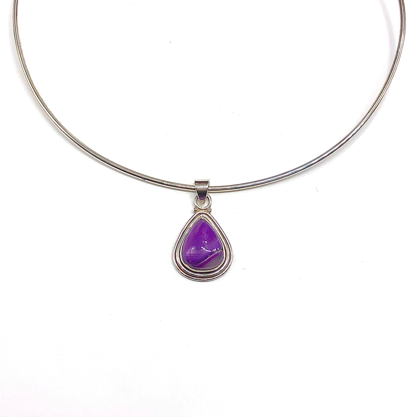Purple Banded Agate Sterling Silver Pendant