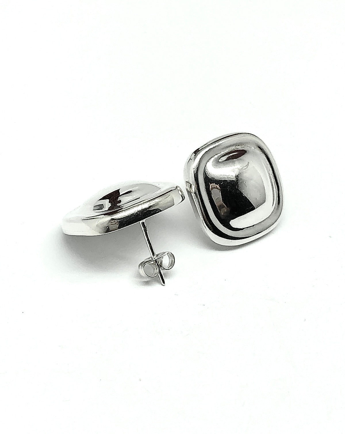 Sterling Silver Bold Fashion Style Square Short Drop Earrings