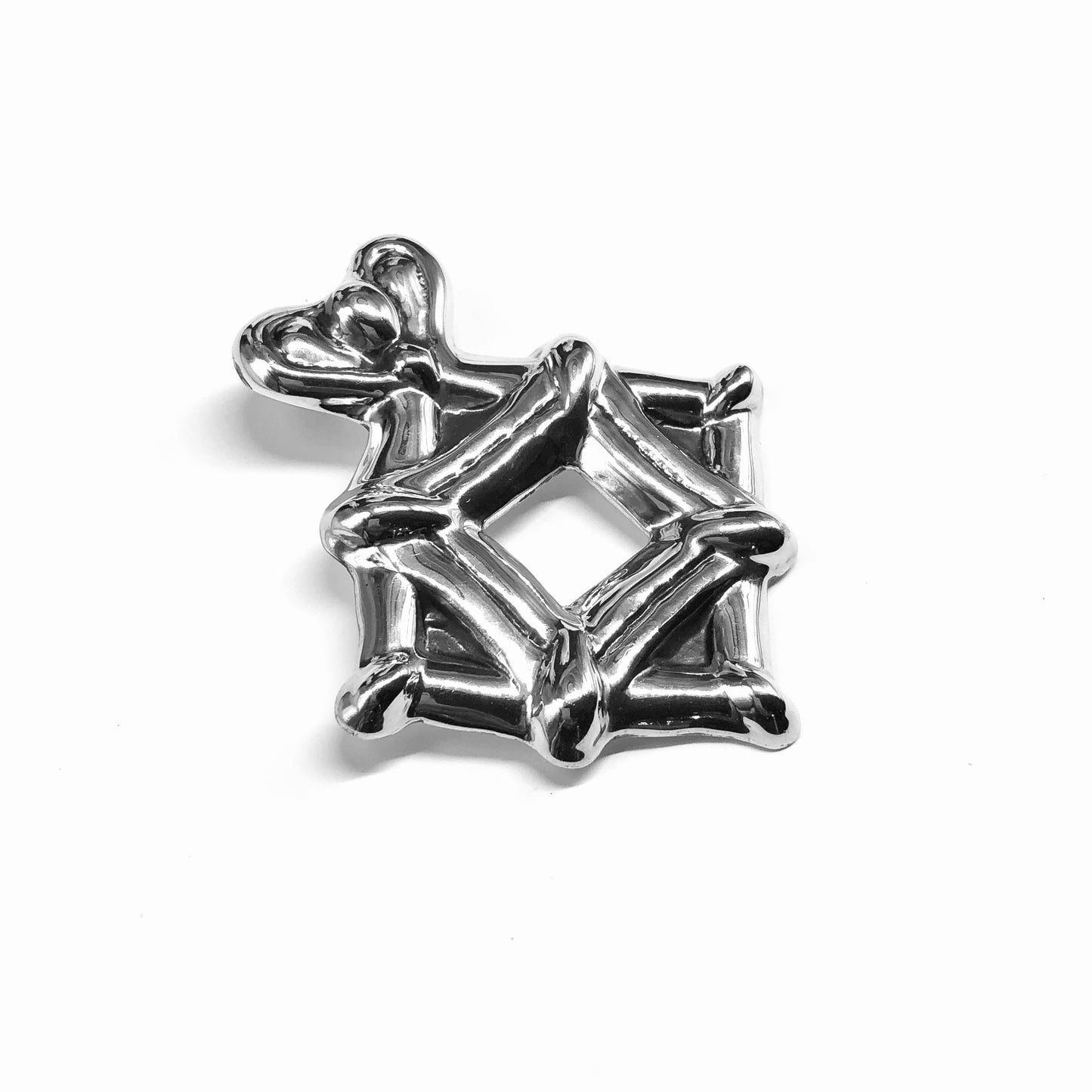 Sterling Silver Pendant - Vintage Jewelry, Bold Edgy Design, Unique Gift