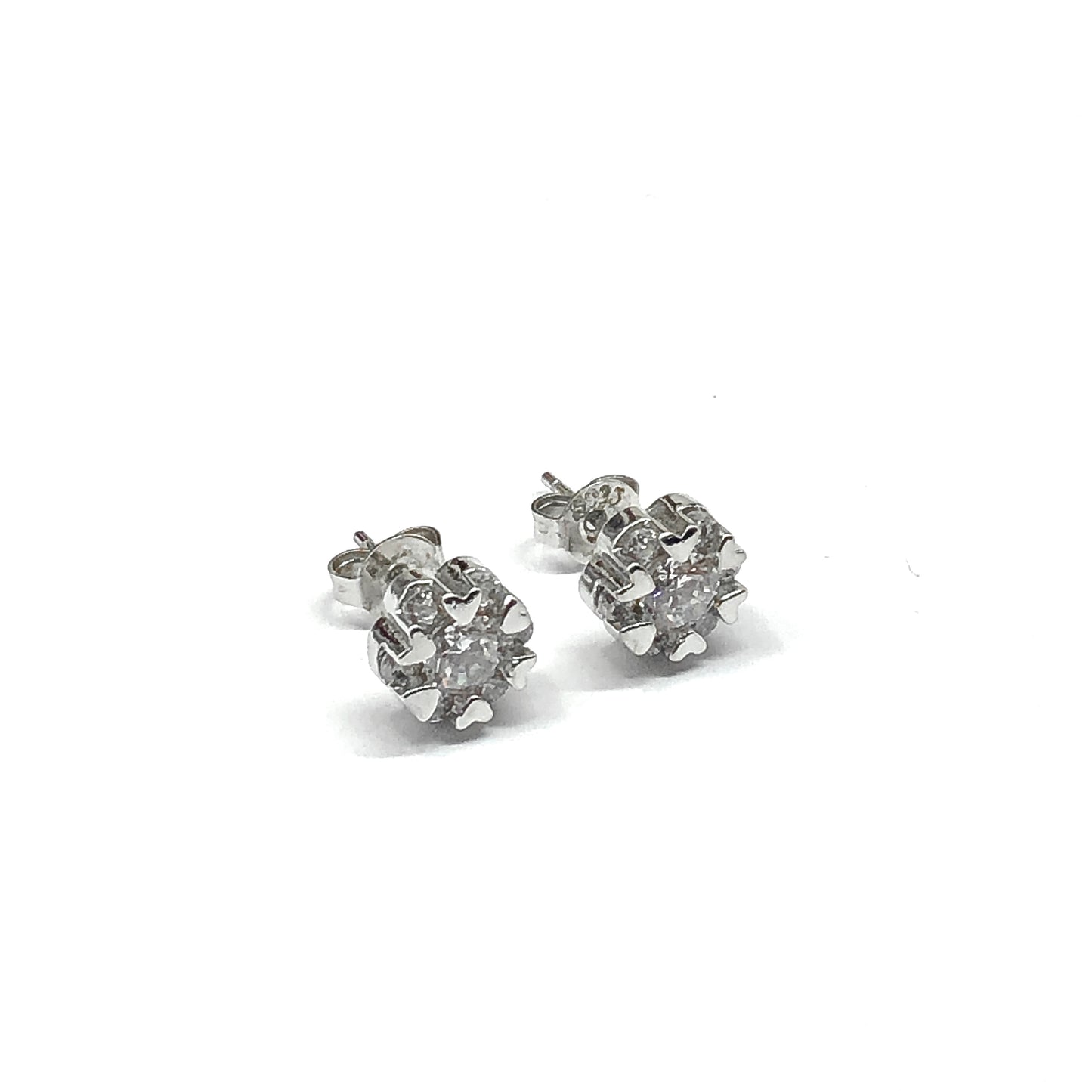 Pair of Sterling Silver cz Stud Earrings for women