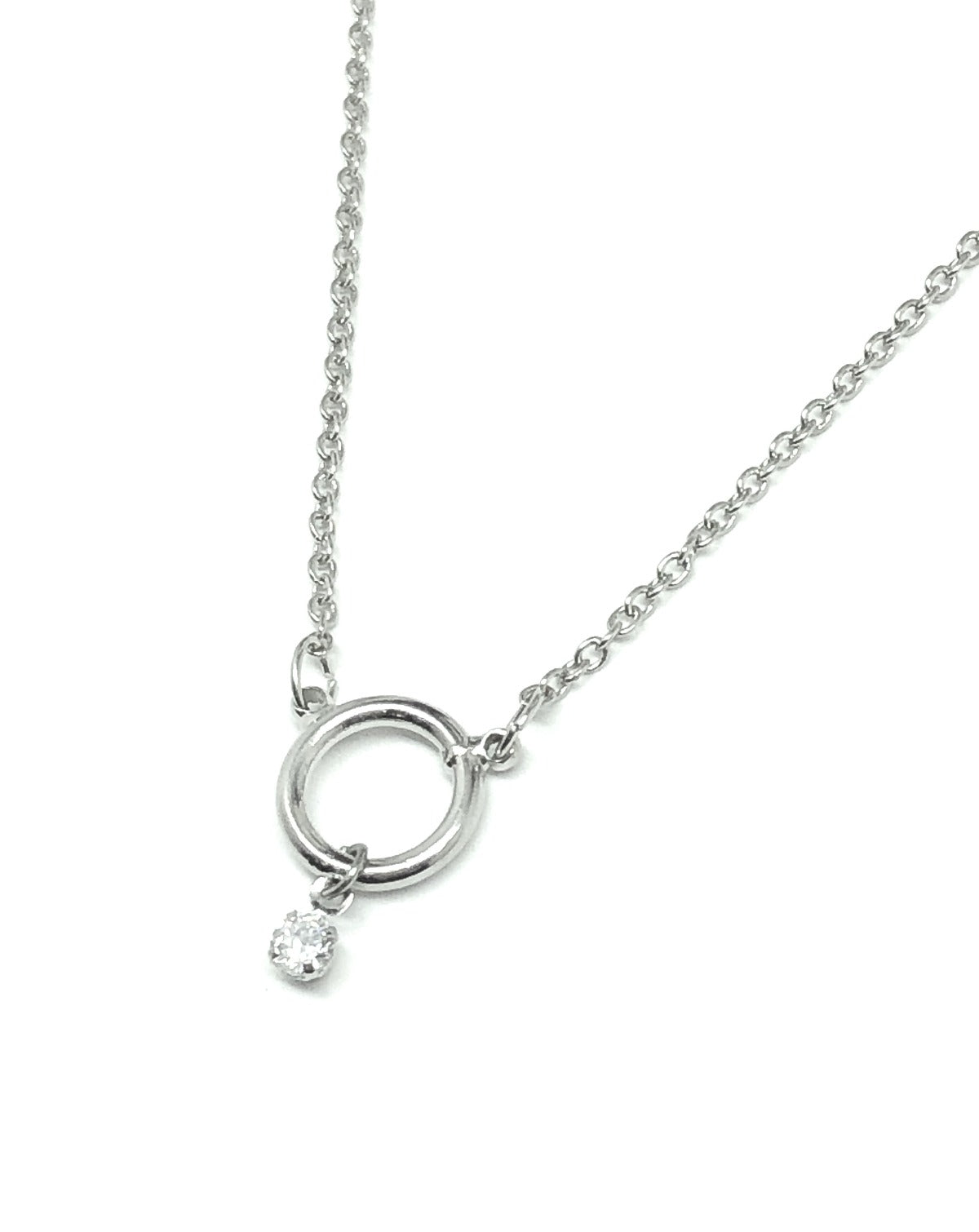 Minimalist Style Station Circle Design Silver Pendant Necklace