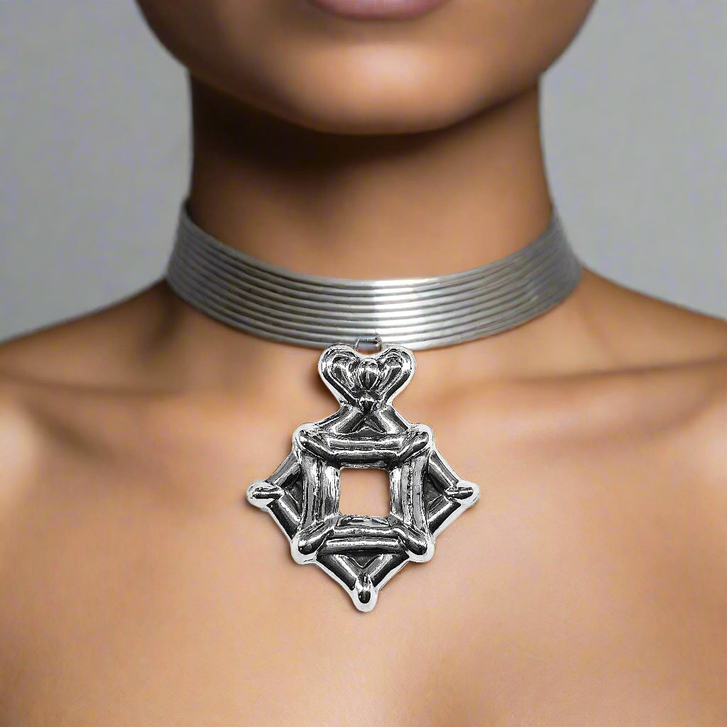 Big 925 Sterling Silver Pendant for Women - Vintage Jewelry, Bold Edgy Design