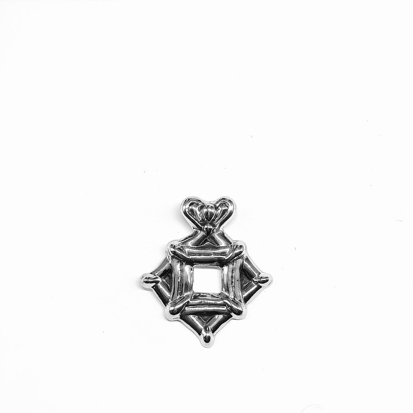 Big 925 Sterling Silver Pendant - Vintage Jewelry, Bold Edgy Design, Unique Gift