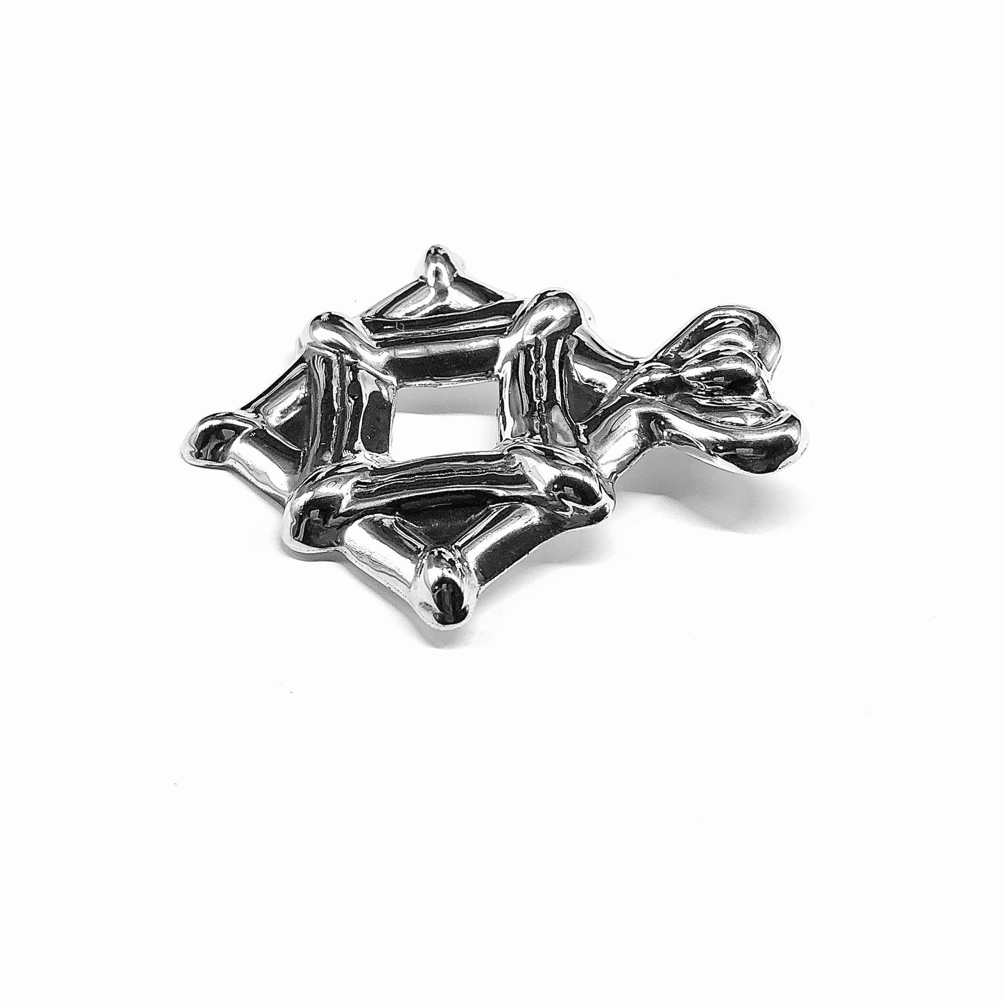 Big and Unique Modernist Style 925 Sterling Silver Pendant for Women - Vintage Jewelry, Bold Edgy Design
