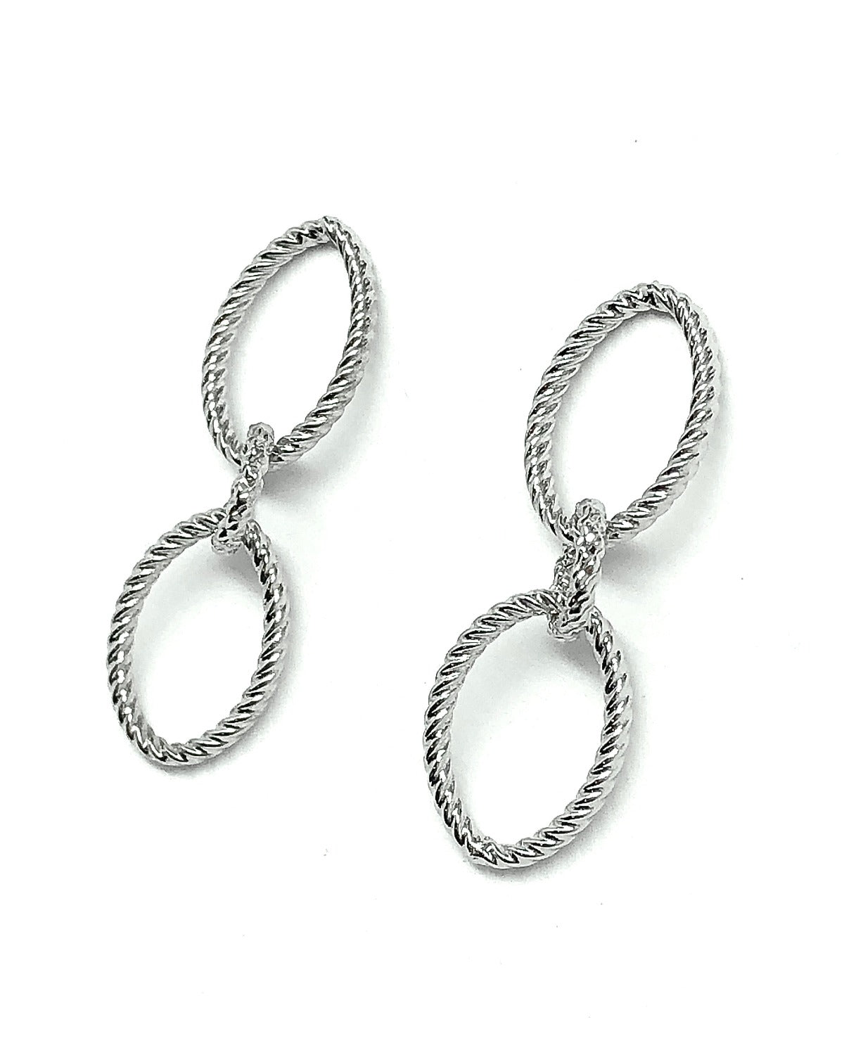 Sterling Silver Dangle Earrings, Stunning Triple Hoop Design Earrings