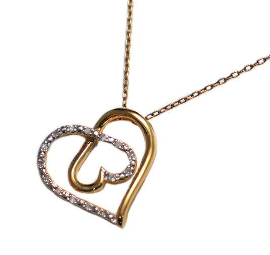 Heart Necklace, Gold Sterling Silver 17.5" Diamond Heart Pendant Necklace - Jewelry