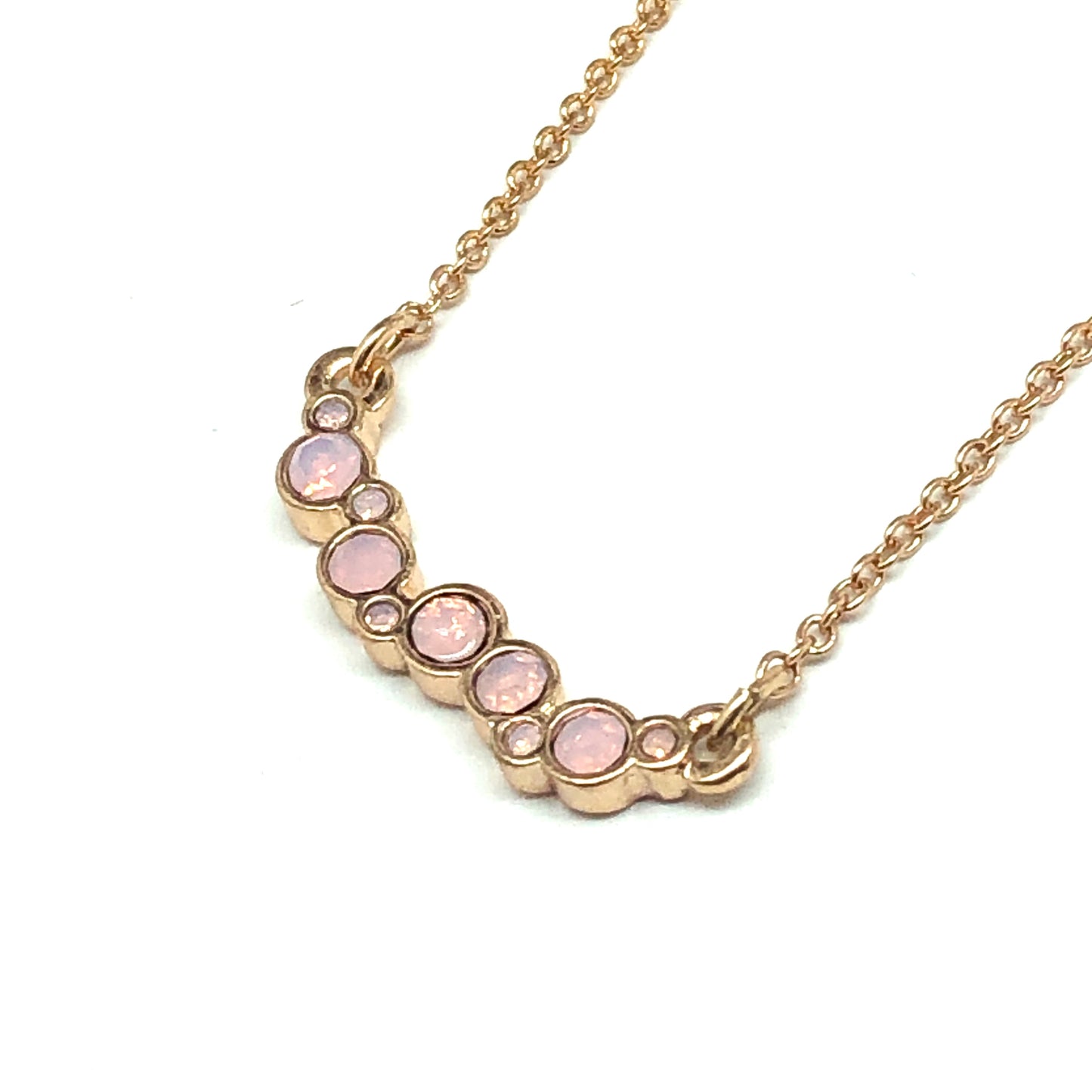 Fashion Jewelry - Womens Dainty Rose Gold Tone Pink Bubbly Cluster Station Necklace
