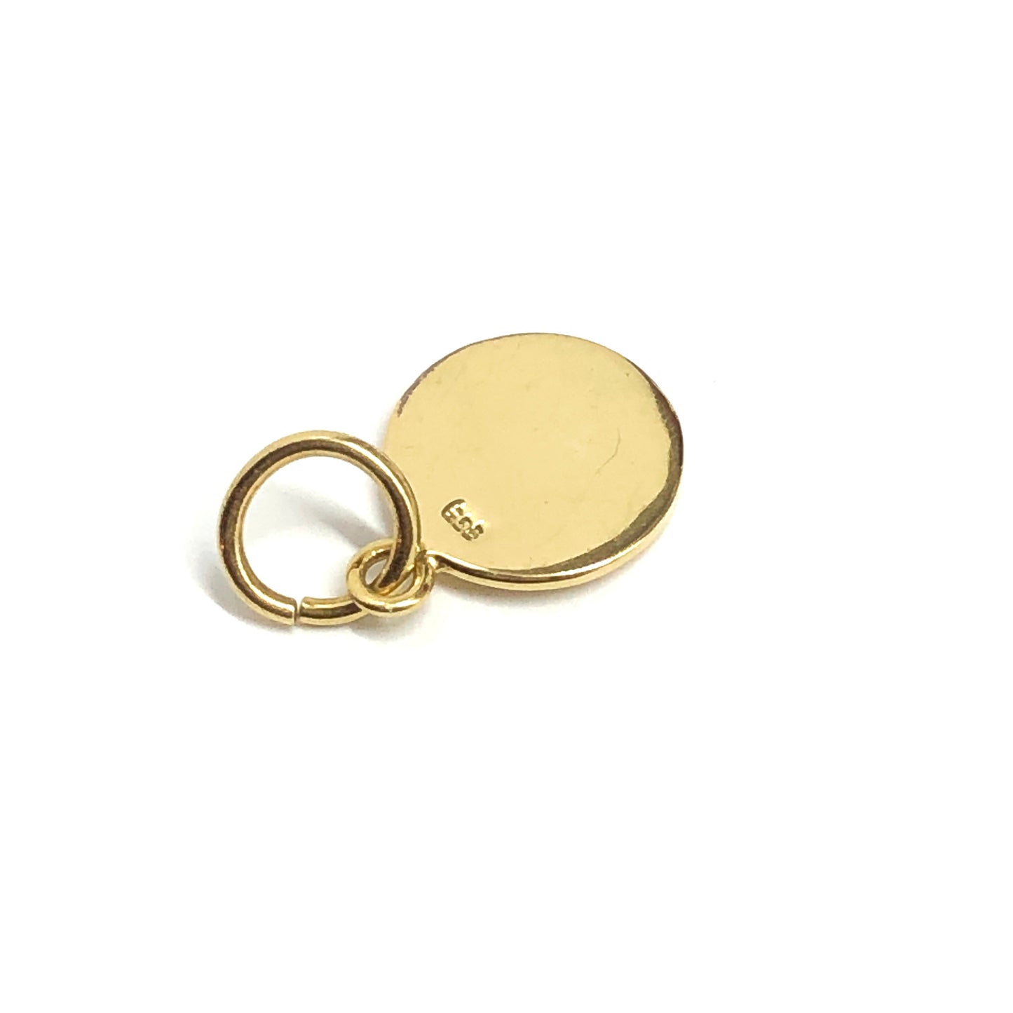 Yellow Gold Round Charm, Minimalist Style Sterling Silver Gold Tag Charm