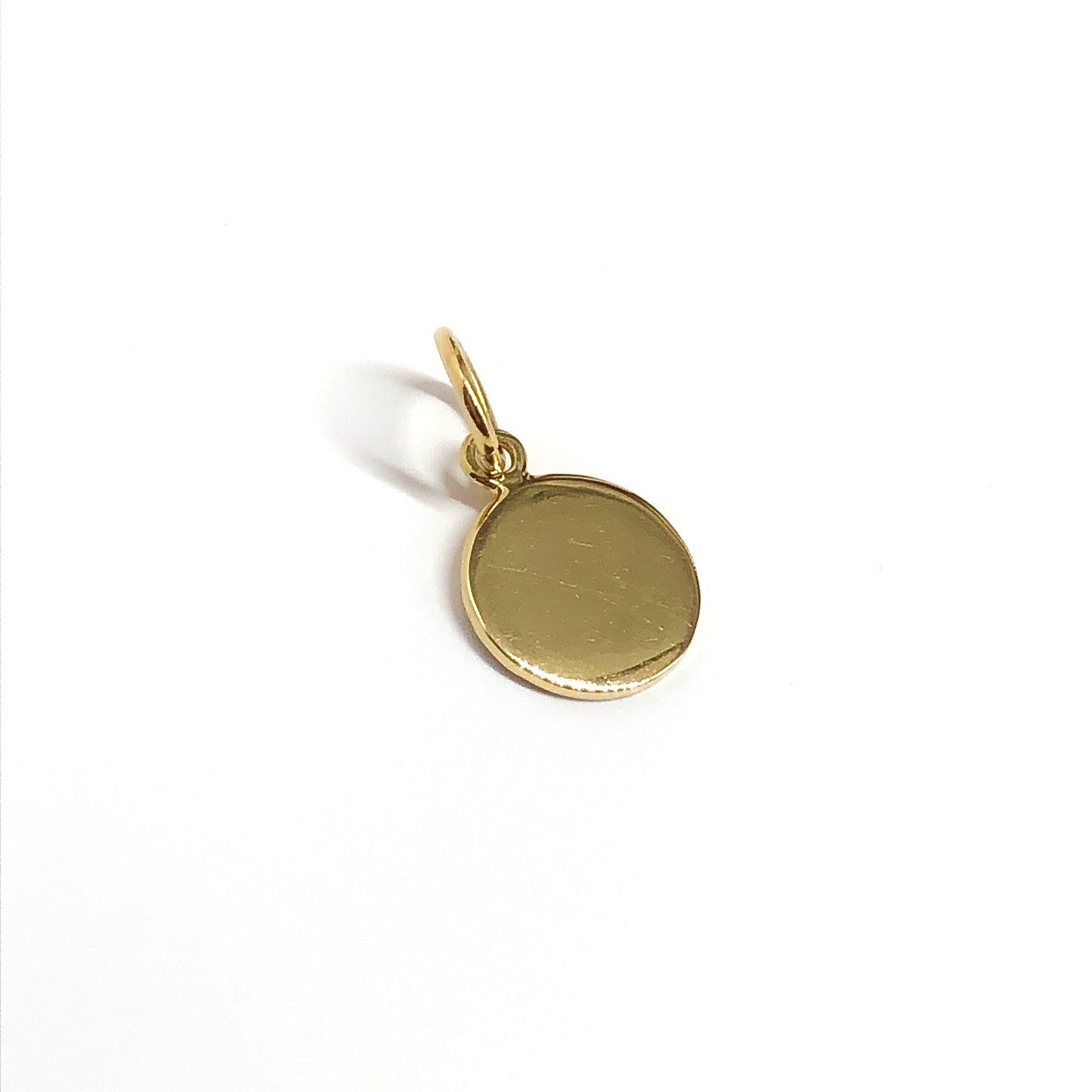 Yellow Gold Round Charm, Minimalist Style Sterling Silver Gold Tag Charm
