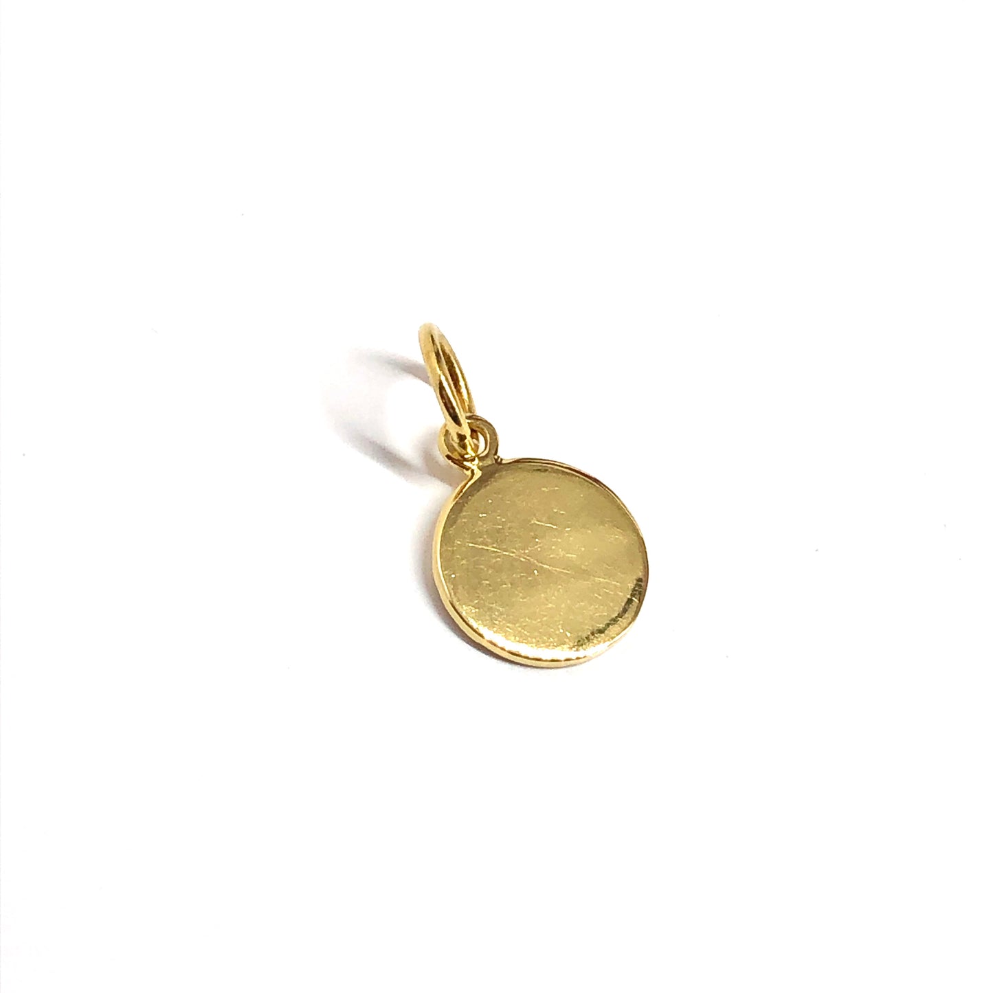 Yellow Gold Round Charm, Minimalist Style Engravable Sterling Silver Gold Tag Charm