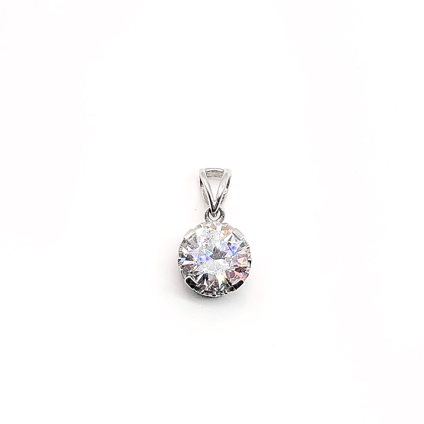 3.8ct White Cubic Zirconia Crown Style Sterling Silver Solitaire Pendant