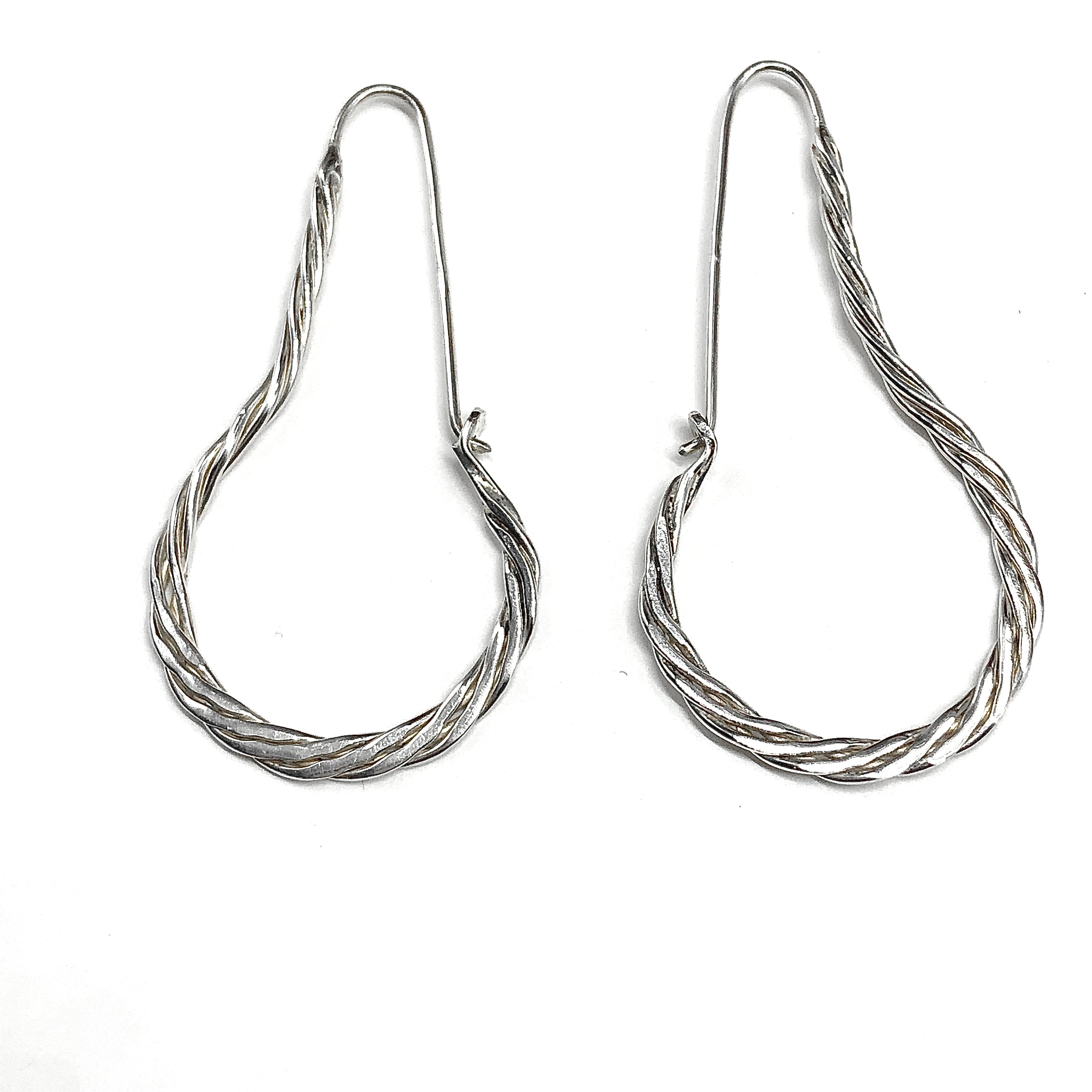 Silver Hoop Earrings for Women | Vintage Roped Teardrop