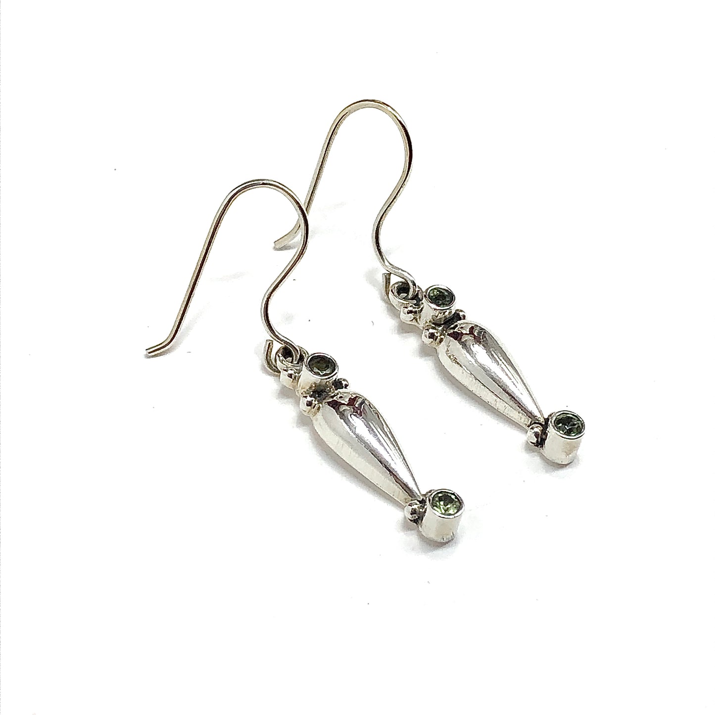 Sterling Silver Teardrop Earrings, Unique Boho Style Peridot Stone Earrings