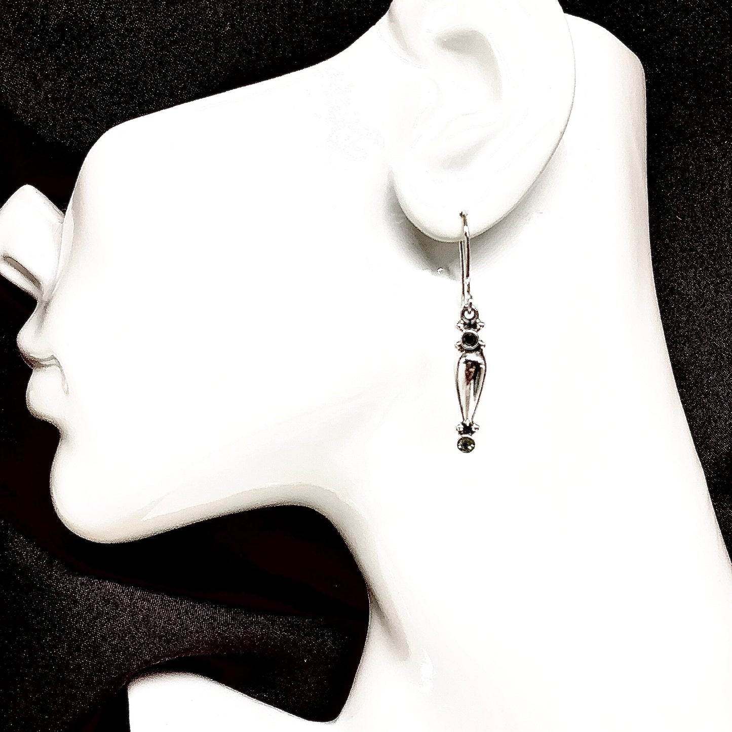 Sterling Silver Earrings, Unique Boho Style Peridot Stone Earrings