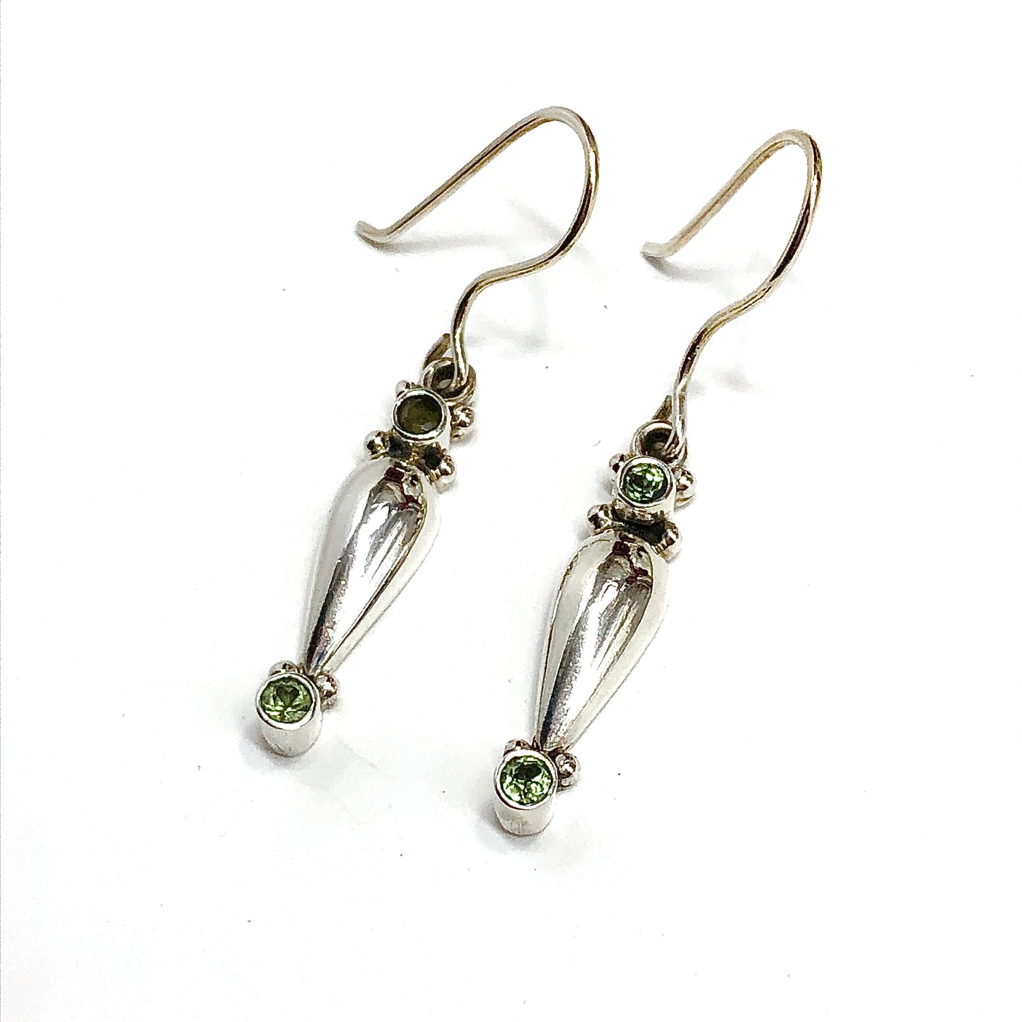 Sterling Silver Earrings, Unique Boho Style Peridot Stone Earrings