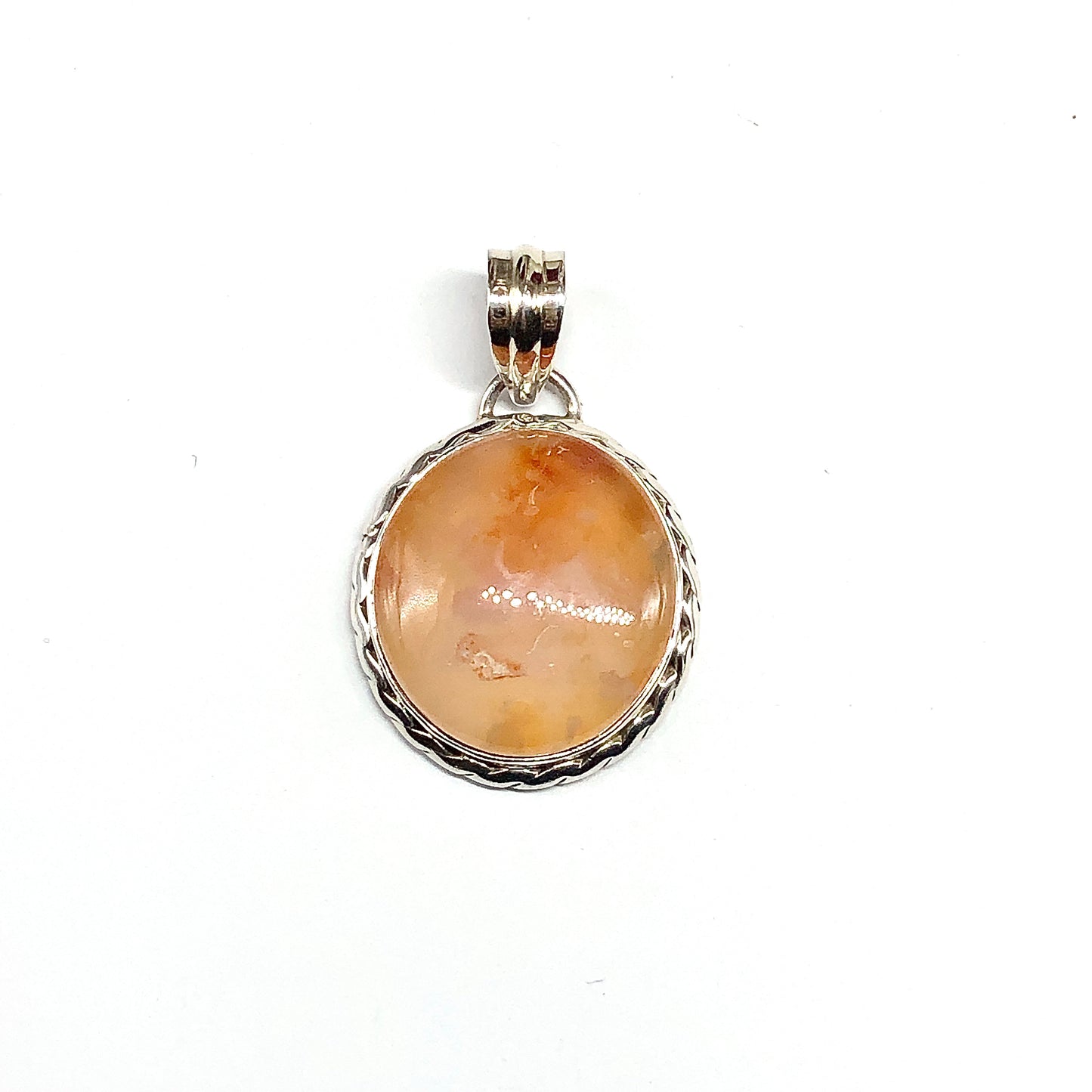 Striking Full Moon Carnelian Stone Sterling Silver Pendant