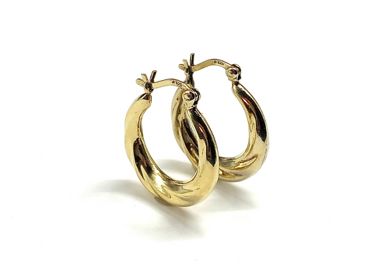 7/8in Sterling Silver Gold Plated Tapered Hoop Earrings