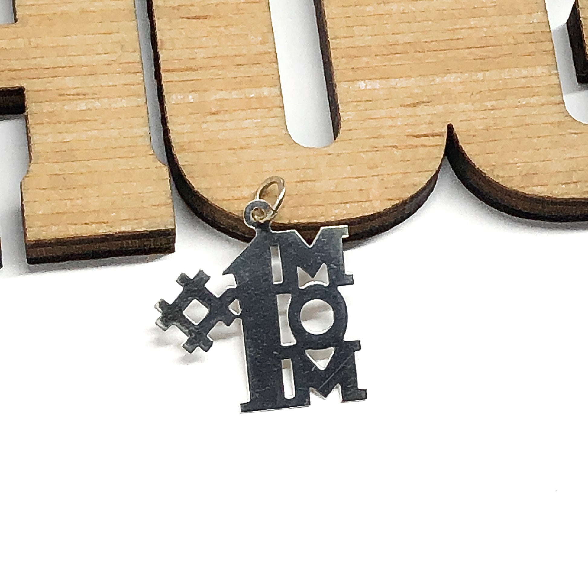 Sterling Silver MOM Charm, Vintage Cutout #1 Mom Charm-holder Style Pendant