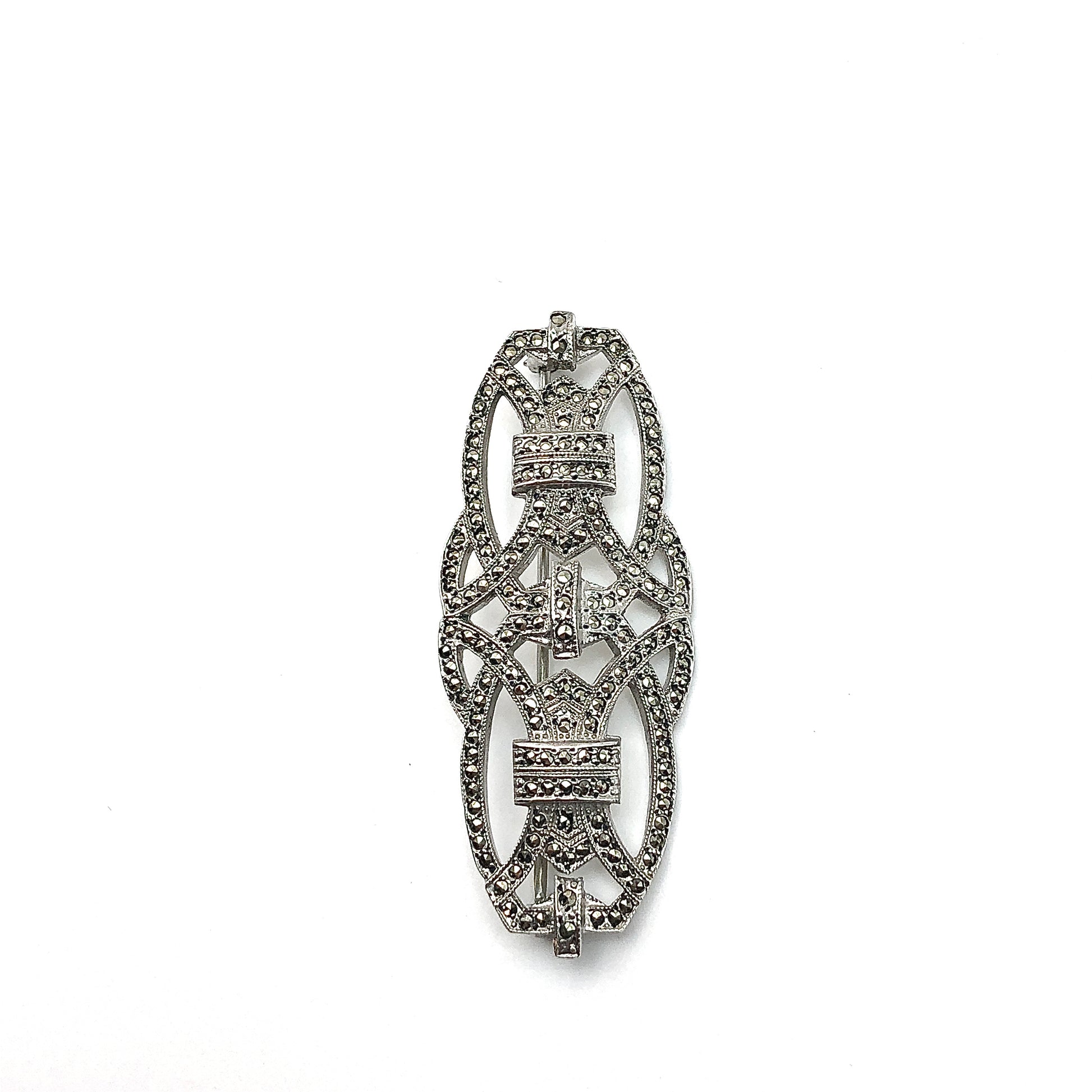 Sterling Silver Brooch, for Men or Women Marcasite Stone Infinity Filigree Brooch Pin