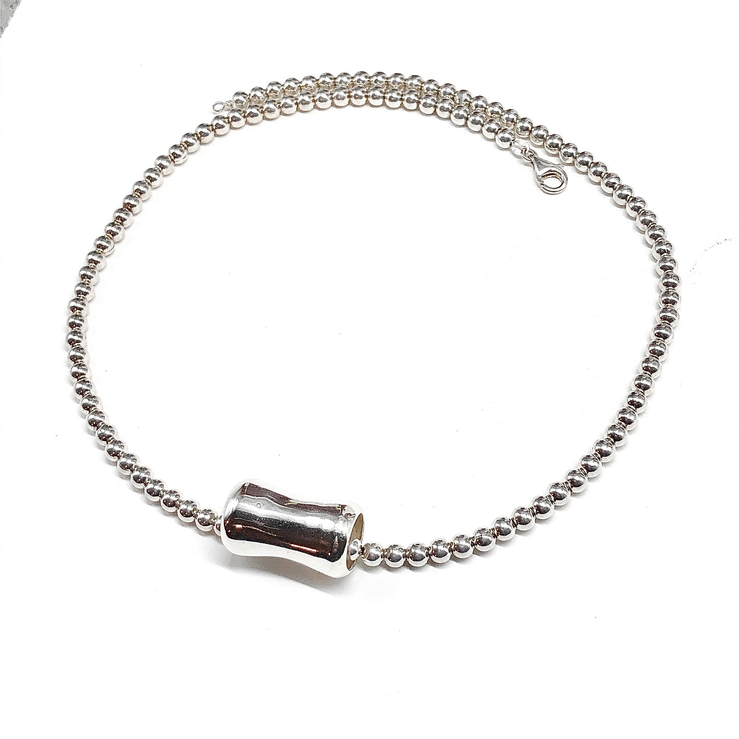 Vintage Sterling Silver Pendant, Barrel Style, Silver Slide Pendant, Large Tube Bracelet Charm