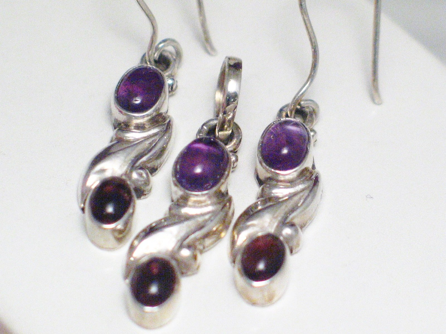 Affordable Earrings | Sterling Silver Amethyst Garnet Stone Earrings Pendant set