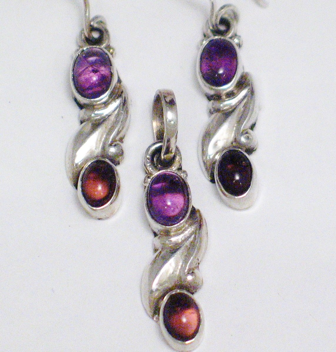 Affordable Earrings | Sterling Silver Amethyst Garnet Stone Earrings Pendant set