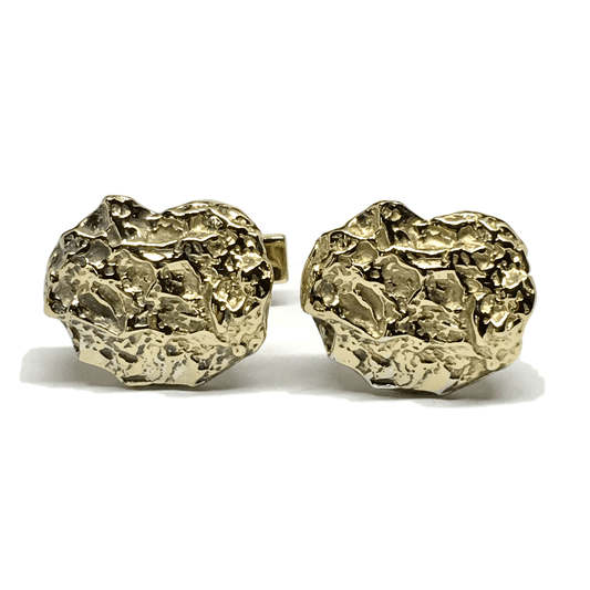 Cufflinks - Sterling Silver Vintage Harvey Avedon Designer Cufflinks -  Mens Gold Cufflinks - Nugget Design Toggle Cufflinks
