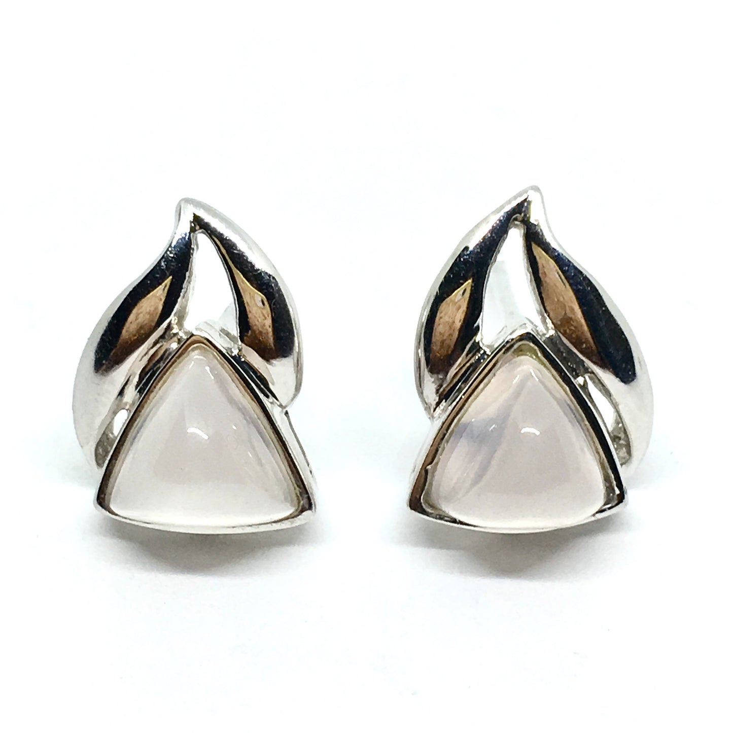 Accessories > Jewelry - Unique Torpedo Cut Pink Quartz Sterling Silver Stud Earrings