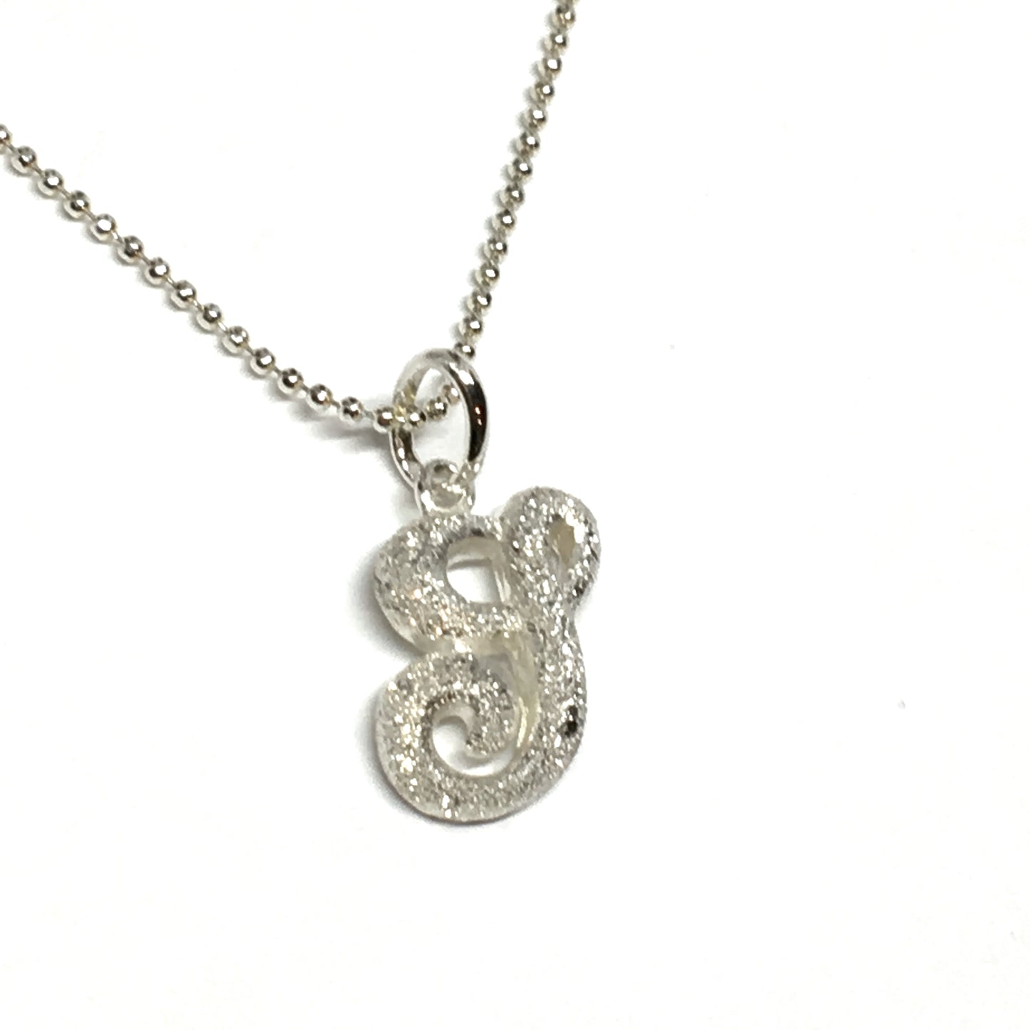 Necklace Womens Sterling Silver 16" Shimmery Design Initial Letter G Pendant Necklace