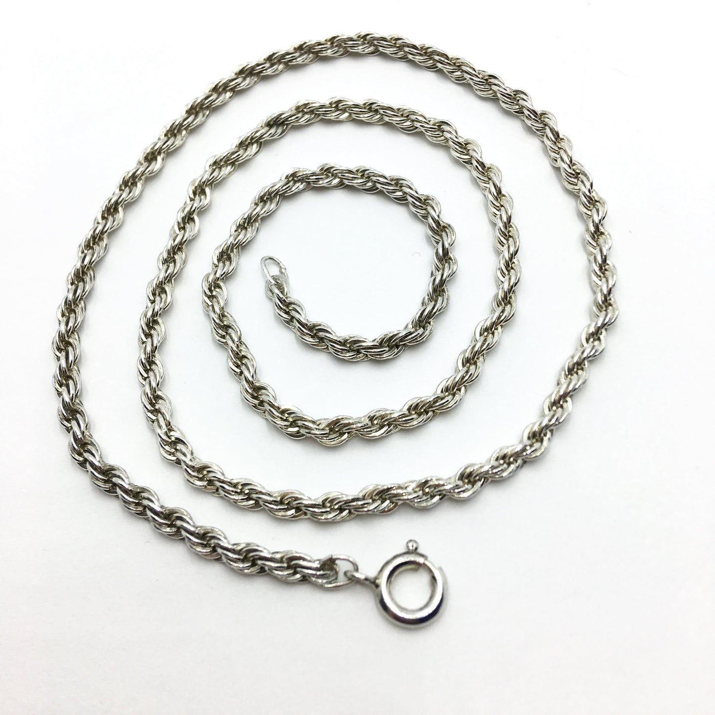 Necklace - Mens womens used 18" Sterling Silver 3mm Rope Chain Necklace