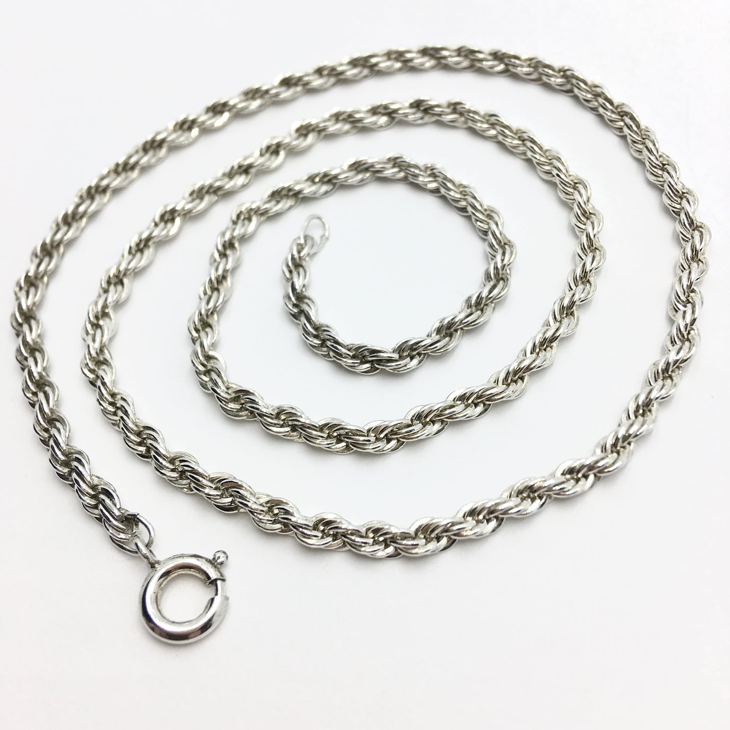 Necklace - Mens womens used 18" Sterling Silver 3mm Rope Chain Necklace