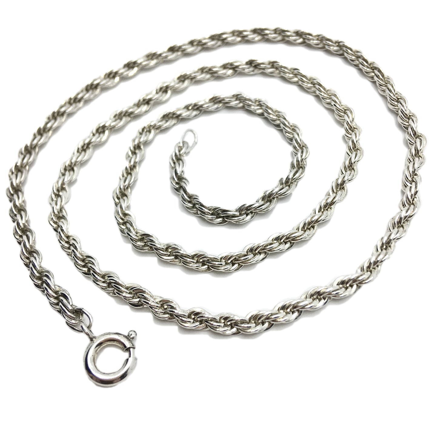 Necklace - Mens womens used 18" Sterling Silver 3mm Rope Chain Necklace