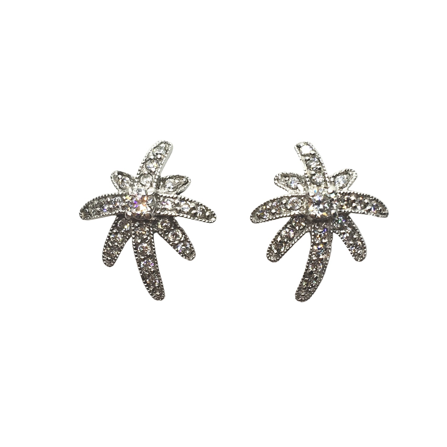 Earrings - Attractive Starburst Design Sterling Silver Earrings