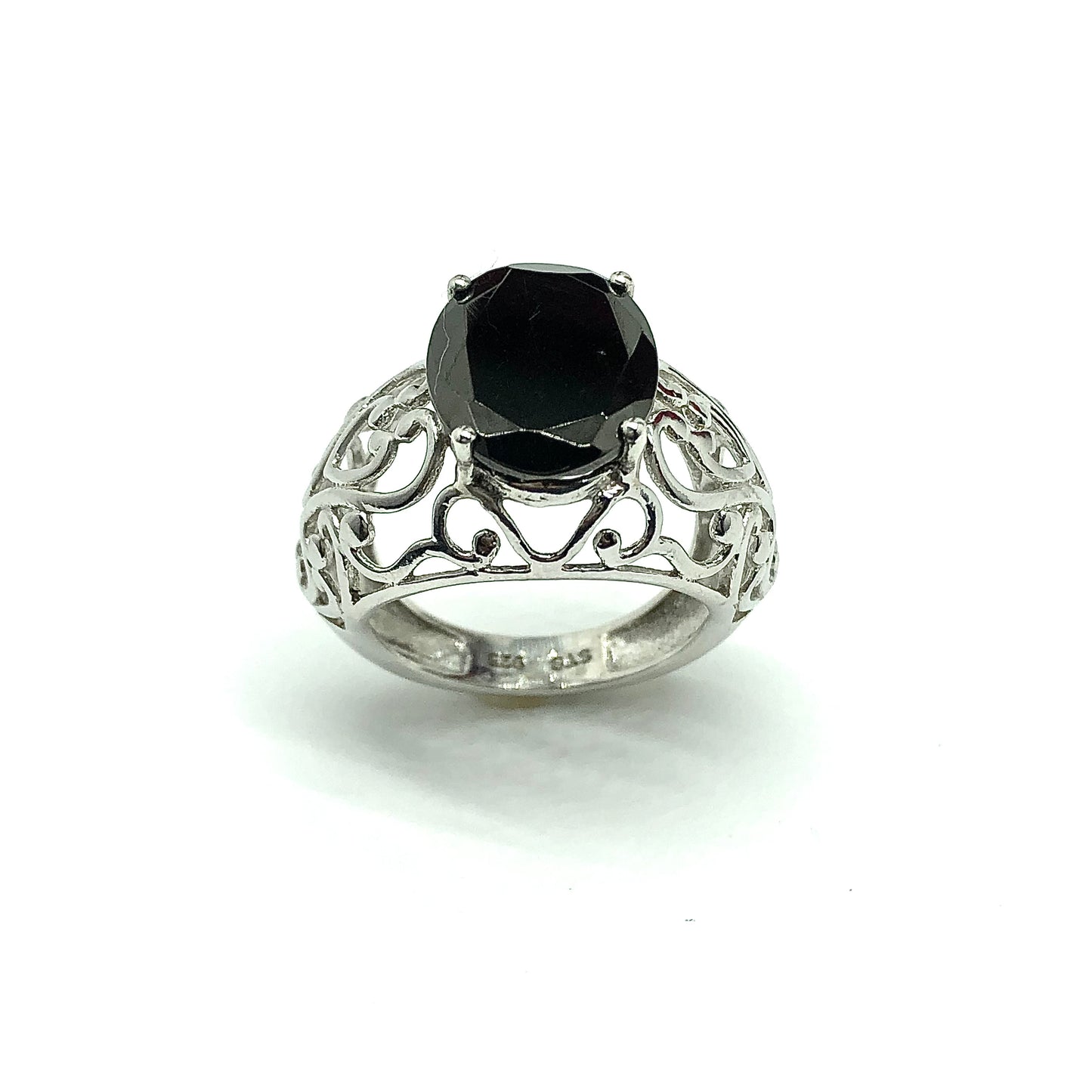 Jewelry > Ring | Womens sz 5.5 Sterling Silver Filigree Oval Black Stone Ring