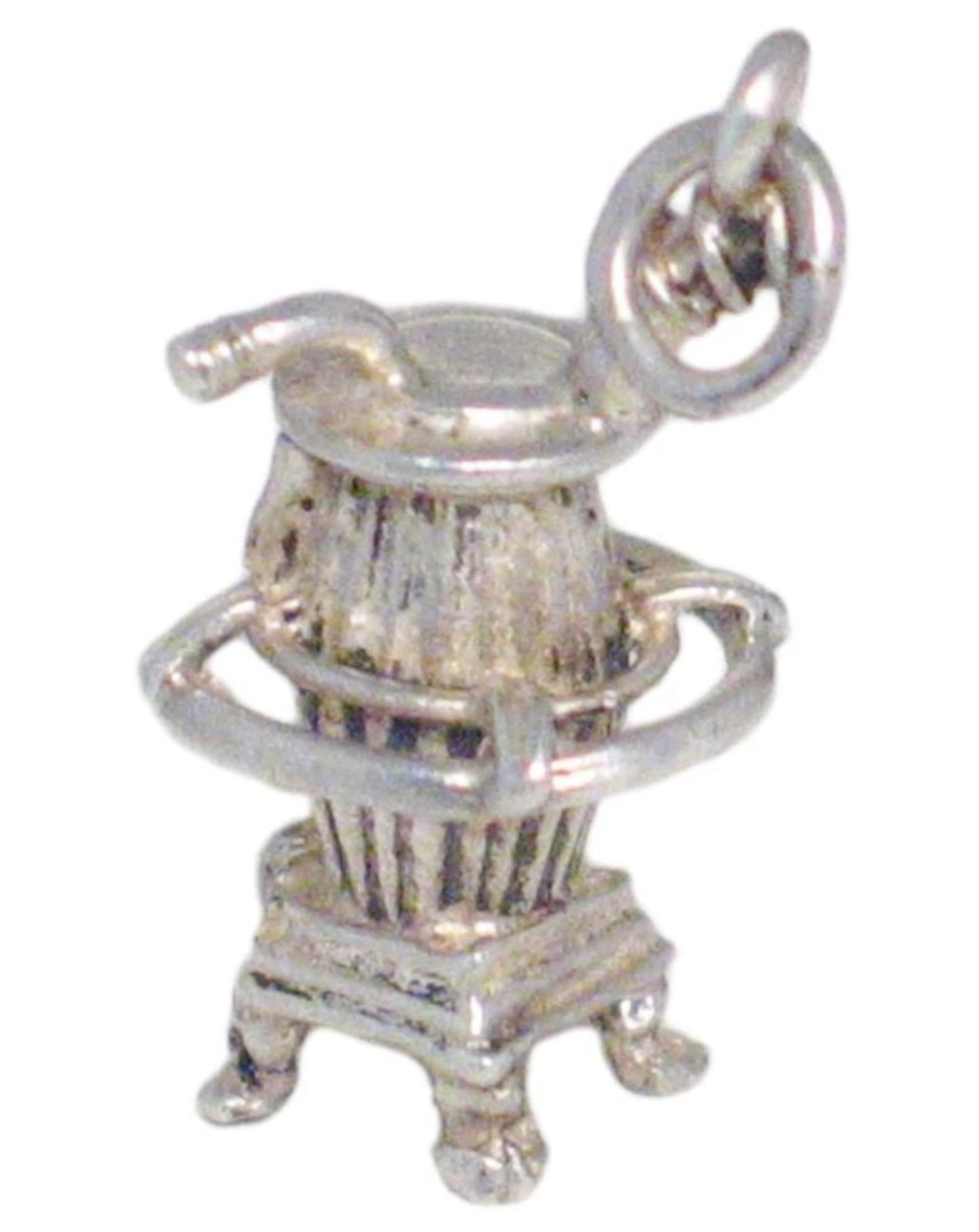 3d Charm, Vintage Potbelly Wood Burning Stove Bracelet Charm Necklace Pendant