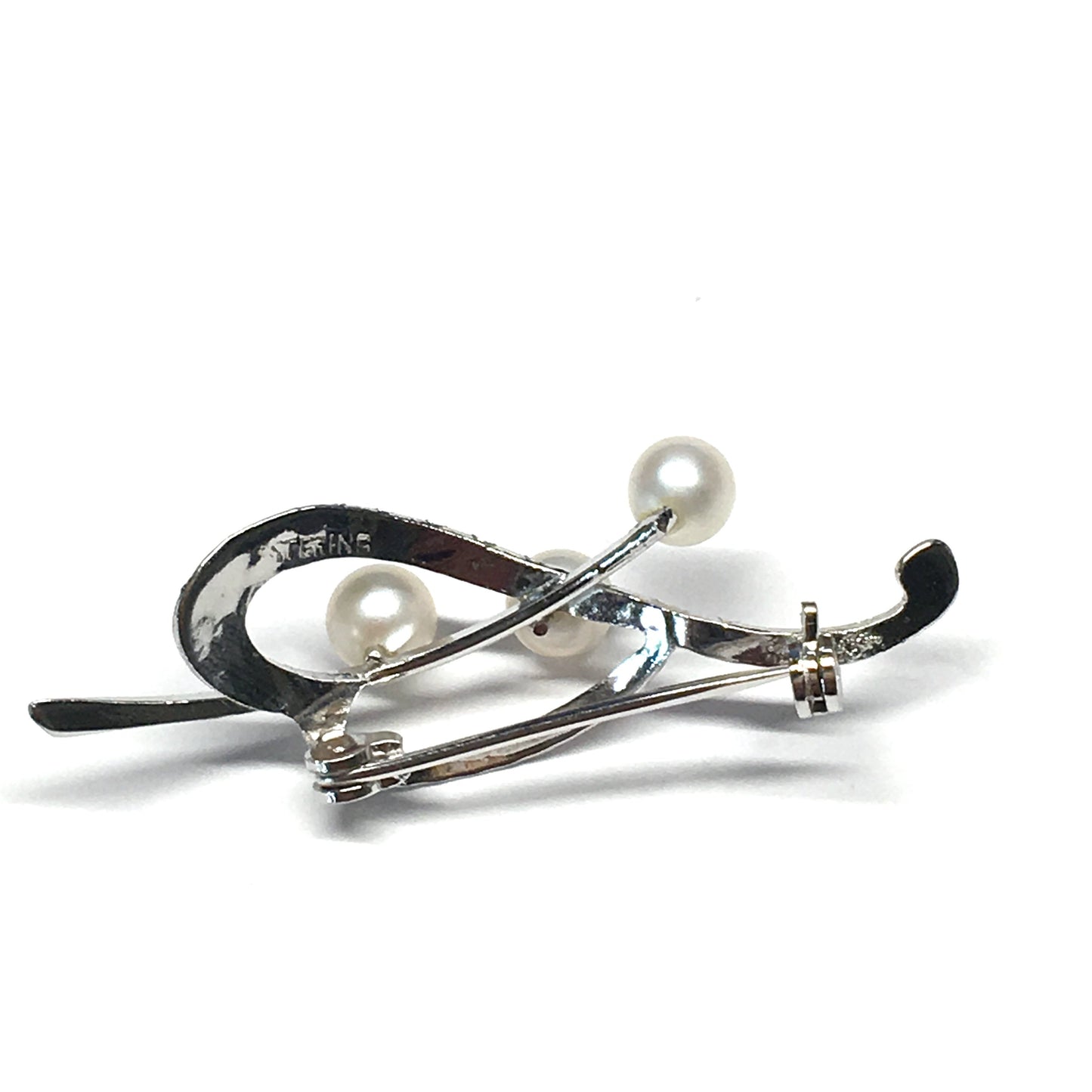 Abstract Heart Leaf Sterling Silver Pendant w/ White Pearls & Diamond Cut Accents - Blingschlingers Jewelry