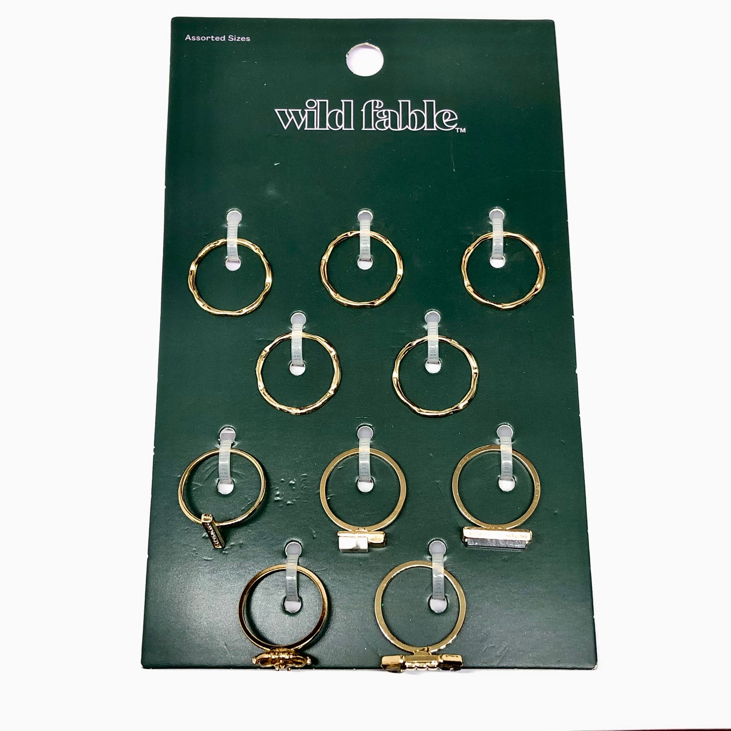 Affordable Fashion Jewelry | 10 Assorted Gold & Crystal Slim Stacking Band Ring