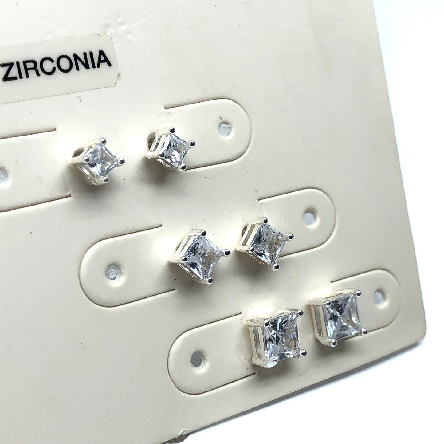 Stud Earrings Set Graduating Geometric Square Cubic Zirconia Stone