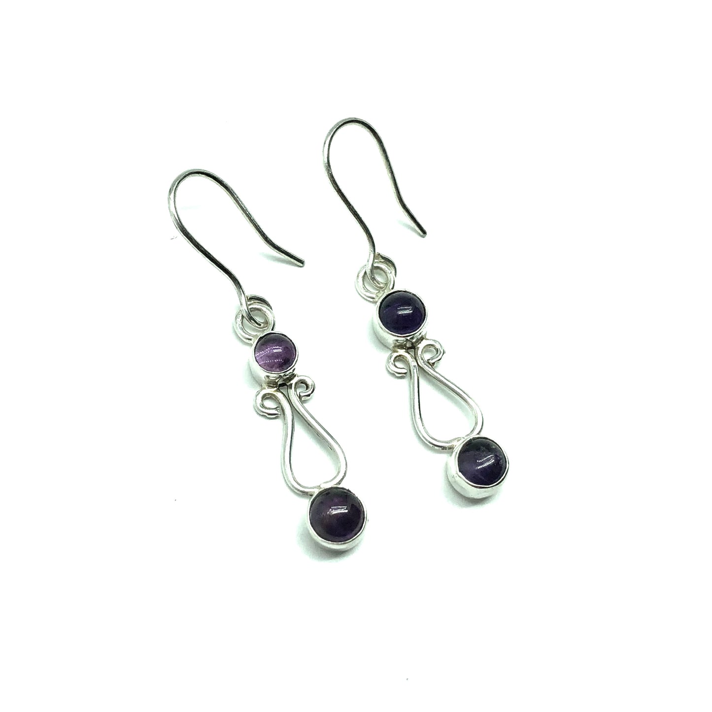 Jewelry | Earrings Sterling Silver Curvaceous Purple Amethyst Gem Dangle Earrings
