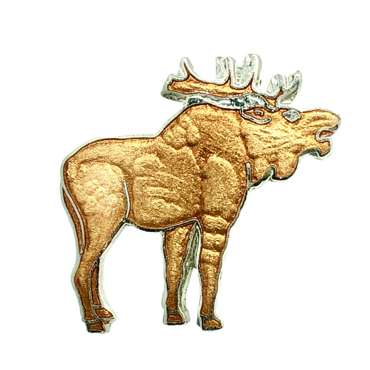 Brooches & Lapel Pins | Vintage Shimmery Brown Enamel Moose Tie Tack, Lapel Pin, Brooch | Discount Estate Jewelry