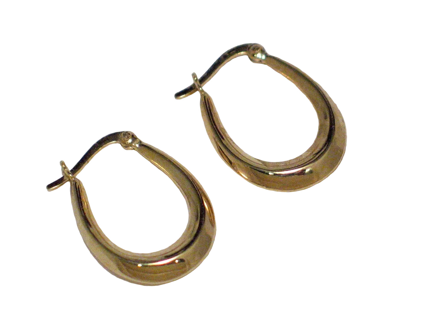 Gold Sterling Silver 1" Oval Horseshoe Style Hoop Earrings